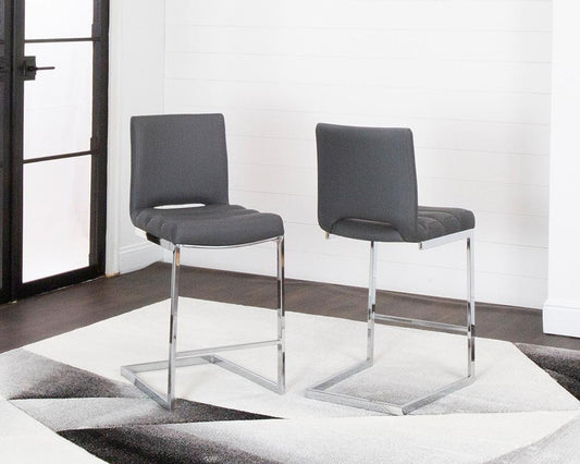 Sunset Trading - Delta 24in Upholstered Barstools (Set of 2) - Dark Gray/Silver Chrome Legs - CR-G5115-26-2 veiw 2