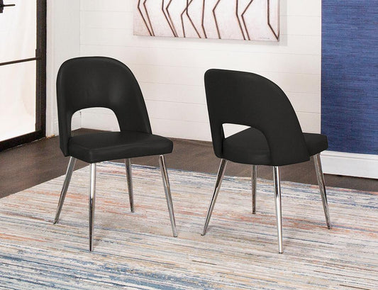 Sunset Trading - Mia Faux Leather Dining Chair (Set of 2) - Black/Silver Chrome Legs - CR-ND446-03-2 veiw 2