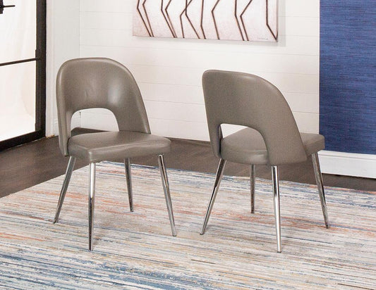 Sunset Trading - Mia Faux Leather Dining Chair (Set of 2) - Mushroom Grey/Silver Chrome Legs - CR-ND446-09-2 veiw 2