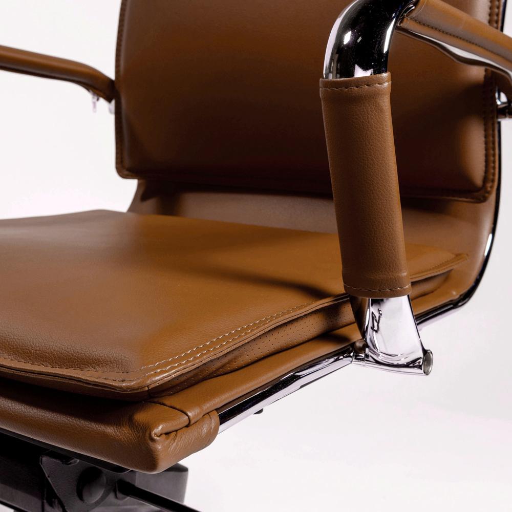 Euro Style - Gunar Pro Leatherette Low Back Office Chair, Dark Caramel/Chrome - 01263COG veiw 6