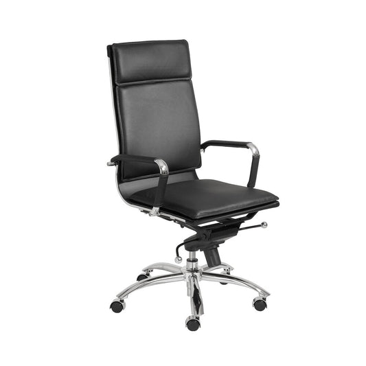 Euro Style - Gunar Pro Leatherette High Back Office Chair, Black/Chrome - 01264BLK veiw 2