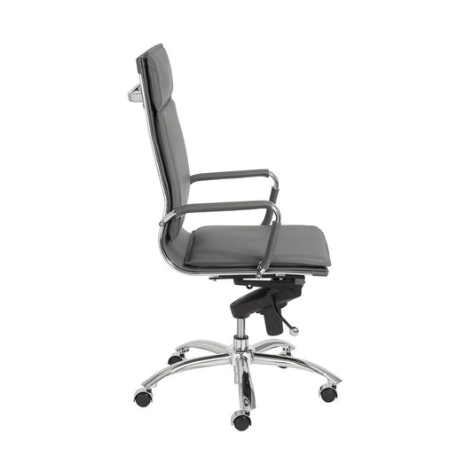 Euro Style - Gunar Pro Leatherette High Back Office Chair, Gray/Chrome - 01264GRY veiw 3