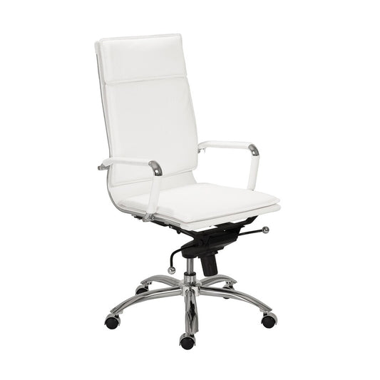 Euro Style - Gunar Pro Leatherette High Back Office Chair, White/Chrome - 01264WHT veiw 2