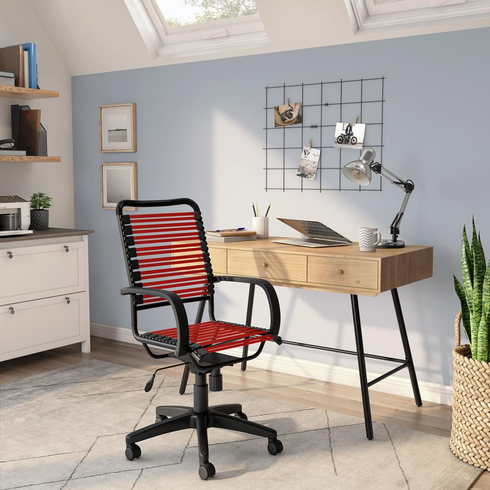Euro Style - Bungie Flat High Back Office Chair, Red/Graphite/Black - 02570RED veiw 5