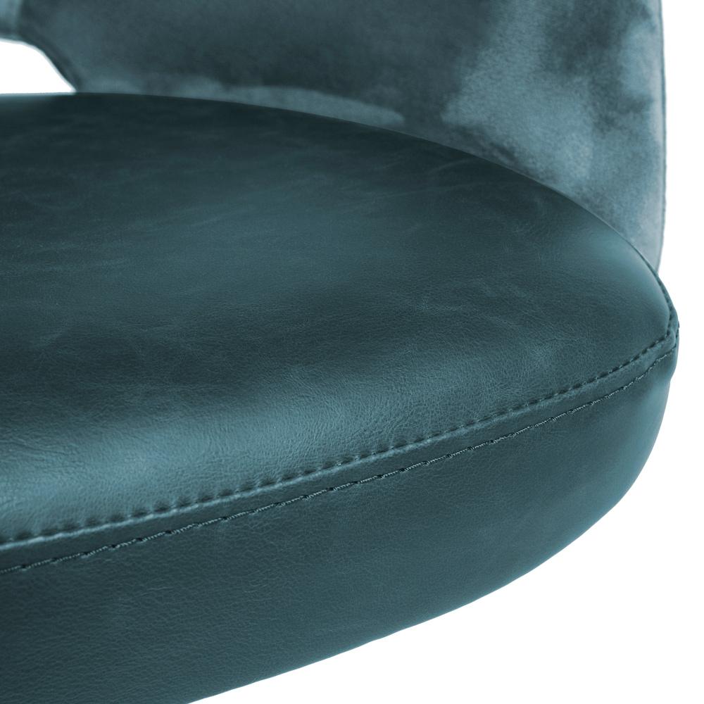 Euro Style - Desi Tilt Leatherette and Velvet Office Chair, Blue/Black - 30492BLU veiw 6