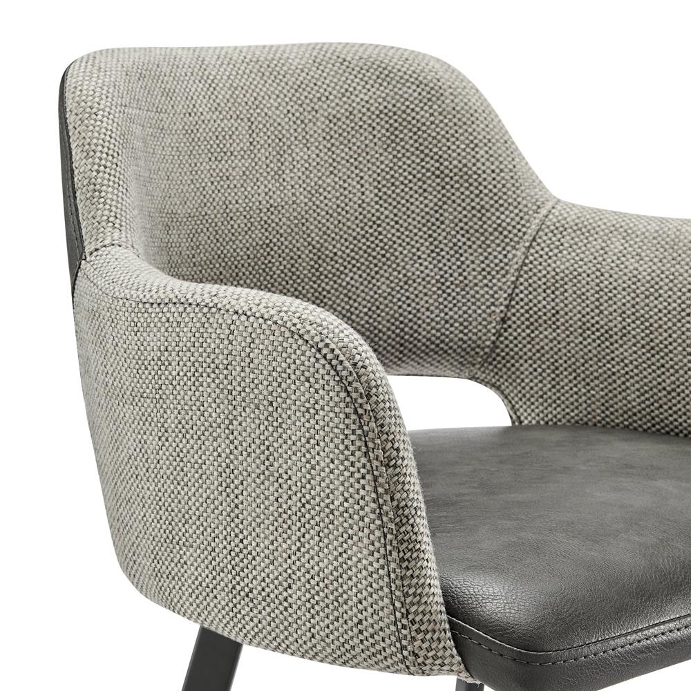 Euro Style - Desi Leatherette and Fabric Swivel Bar Stool, Warm Gray/Charcoal Gray/Black - 30582-DKGRY veiw 6