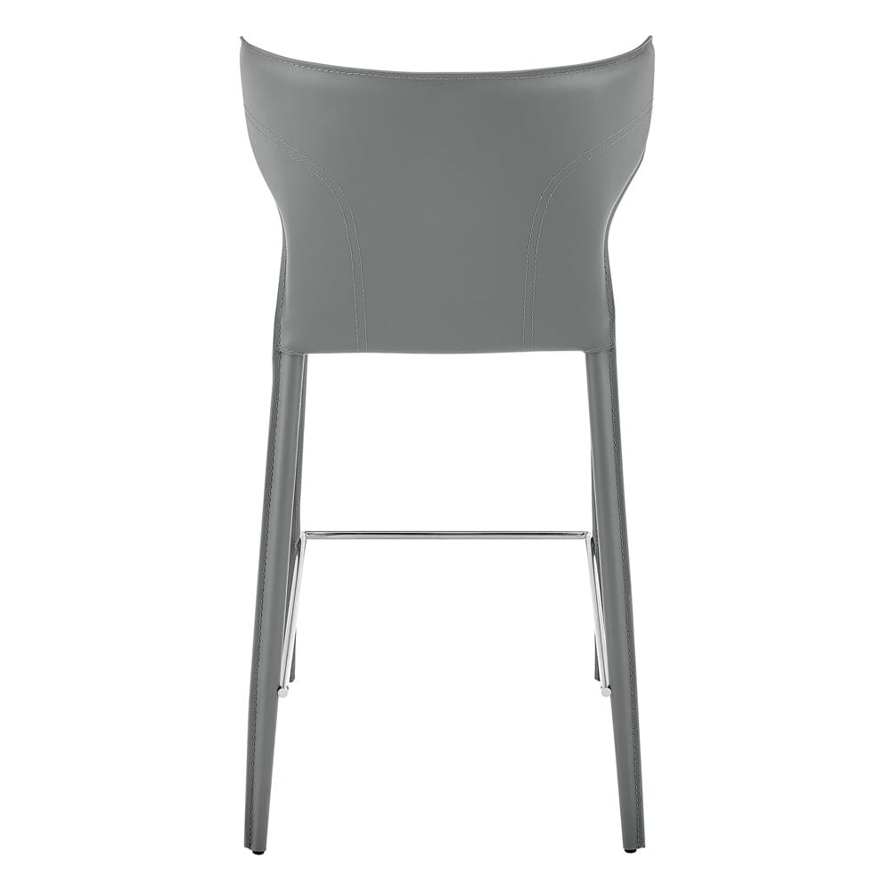 Euro Style - Divinia Regenerated Leather Counter Stool, Gray - Set of 2 - 38975-GRY veiw 6
