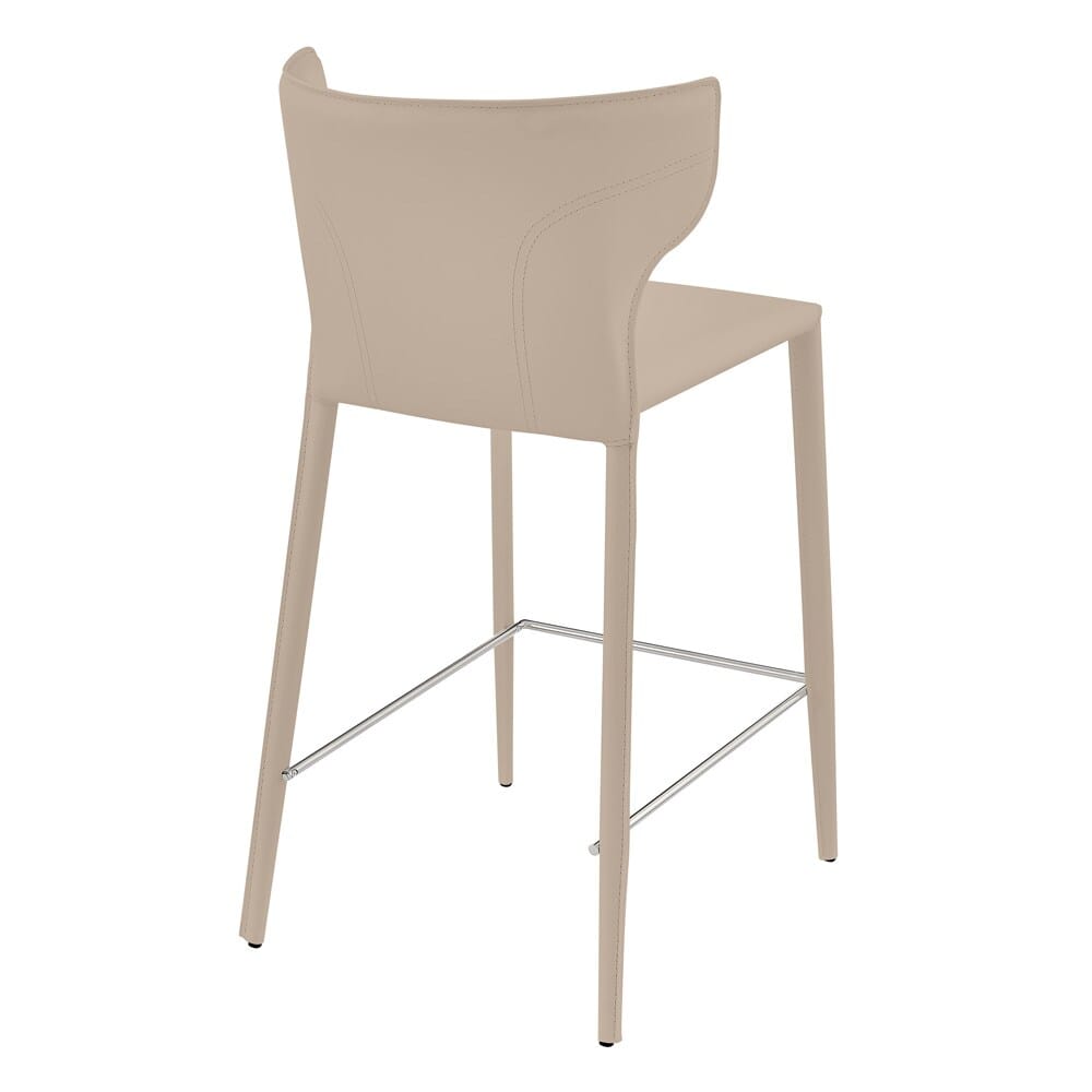 Euro Style - Divinia Regenerated Leather Counter Stool, Taupe - Set of 2 - 38975-LTGRY veiw 6