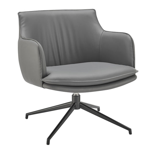 Euro Style - Ronja Leatherette Swivel Lounge Chair, Gray/Black - 30984-GRY veiw 2