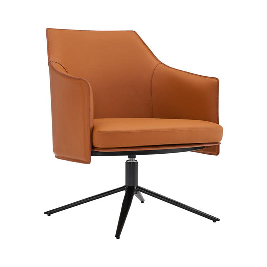 Euro Style - Signa Leatherette Swivel Lounge Chair, Caramel/Black - 38988COG veiw 2