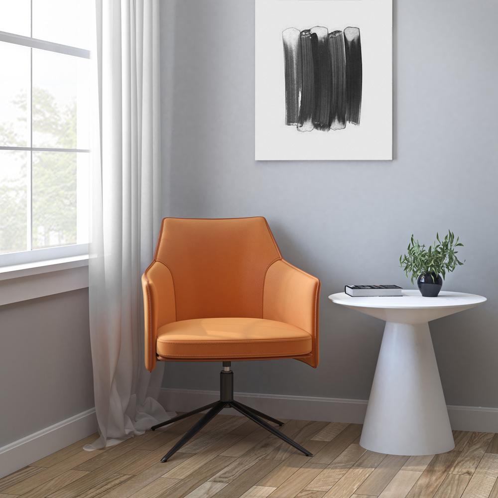 Euro Style - Signa Leatherette Swivel Lounge Chair, Caramel/Black - 38988COG veiw 6