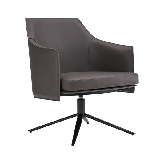 Euro Style - Signa Leatherette Swivel Lounge Chair, Dark Gray/Black - 38988DKGRY veiw 2