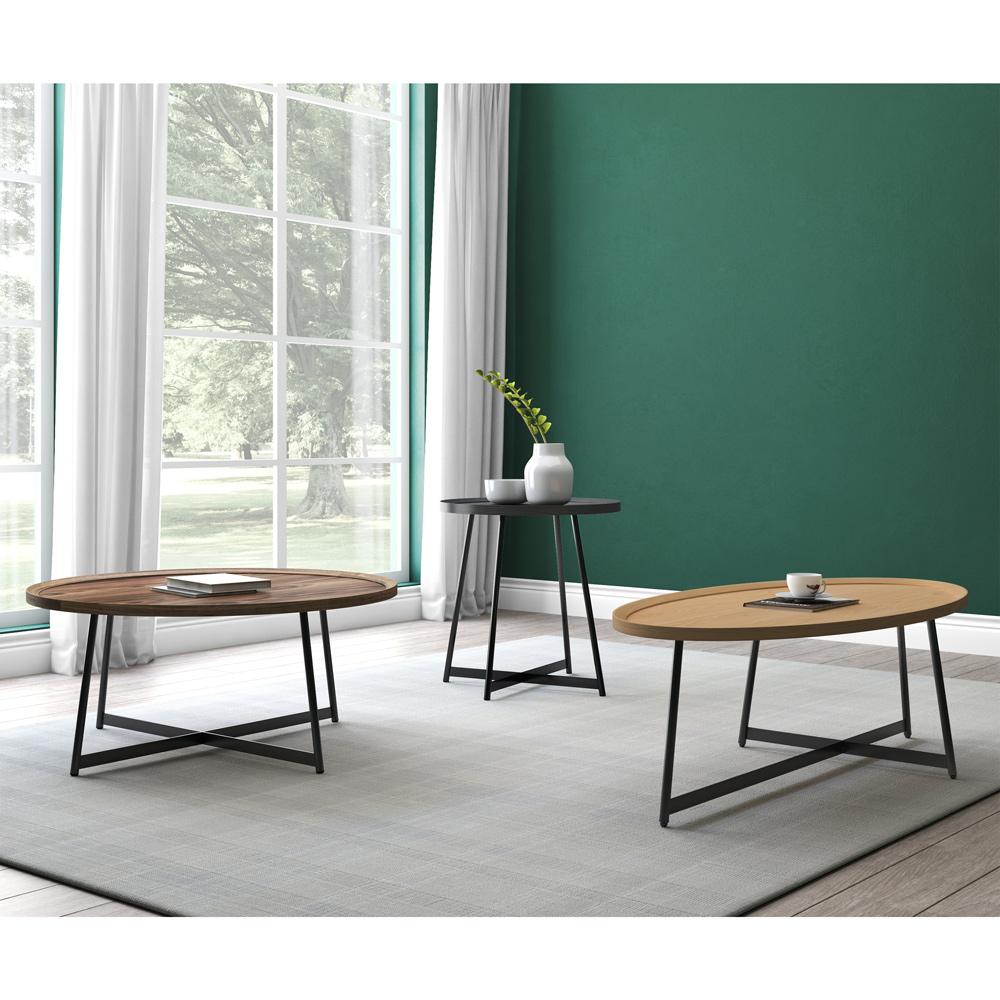 Euro Style - Niklaus 36inW Round Coffee Table, Walnut/Black - 90274WAL veiw 4