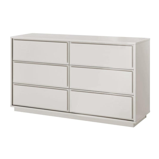 Euro Style - Tresero 55inW 6-Drawer Sideboard, High Gloss Warm Gray - 90649WMGRY-KIT veiw 2