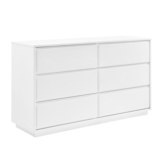 Euro Style - Tresero 55inW 6-Drawer Sideboard, High Gloss White - 90649WHT-KIT veiw 2