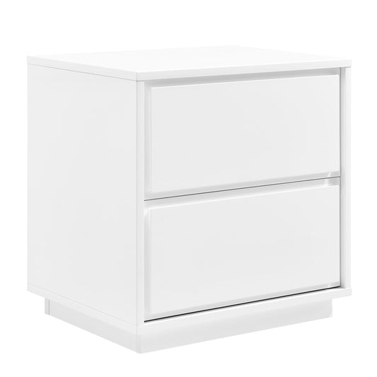 Euro Style - Tresero 23inW 2-Drawer Side Table, High Gloss White - 90655-WHT veiw 2