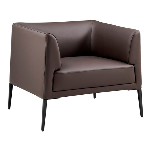 Euro Style - Matias Leatherette Lounge Chair, Brown/Matte Black - 94244BRN veiw 2