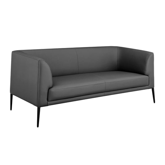 Euro Style - Matias Leatherette Lounge Loveseat, Gray/Matte Black - 94248-GRY veiw 2