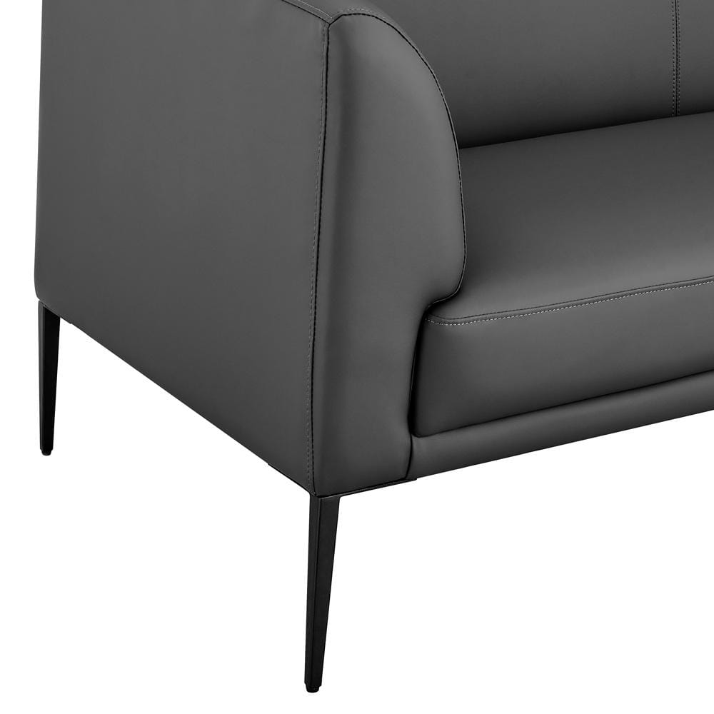 Euro Style - Matias Leatherette Lounge Loveseat, Gray/Matte Black - 94248-GRY veiw 6