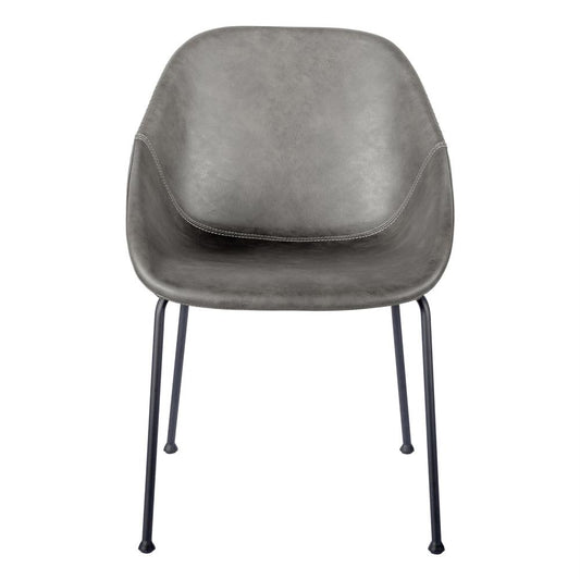 Euro Style - Corinna Distressed Leatherette Side Chairs, Charcoal Gray/Matte Black - Set of 2 - 30502DKGRY veiw 2