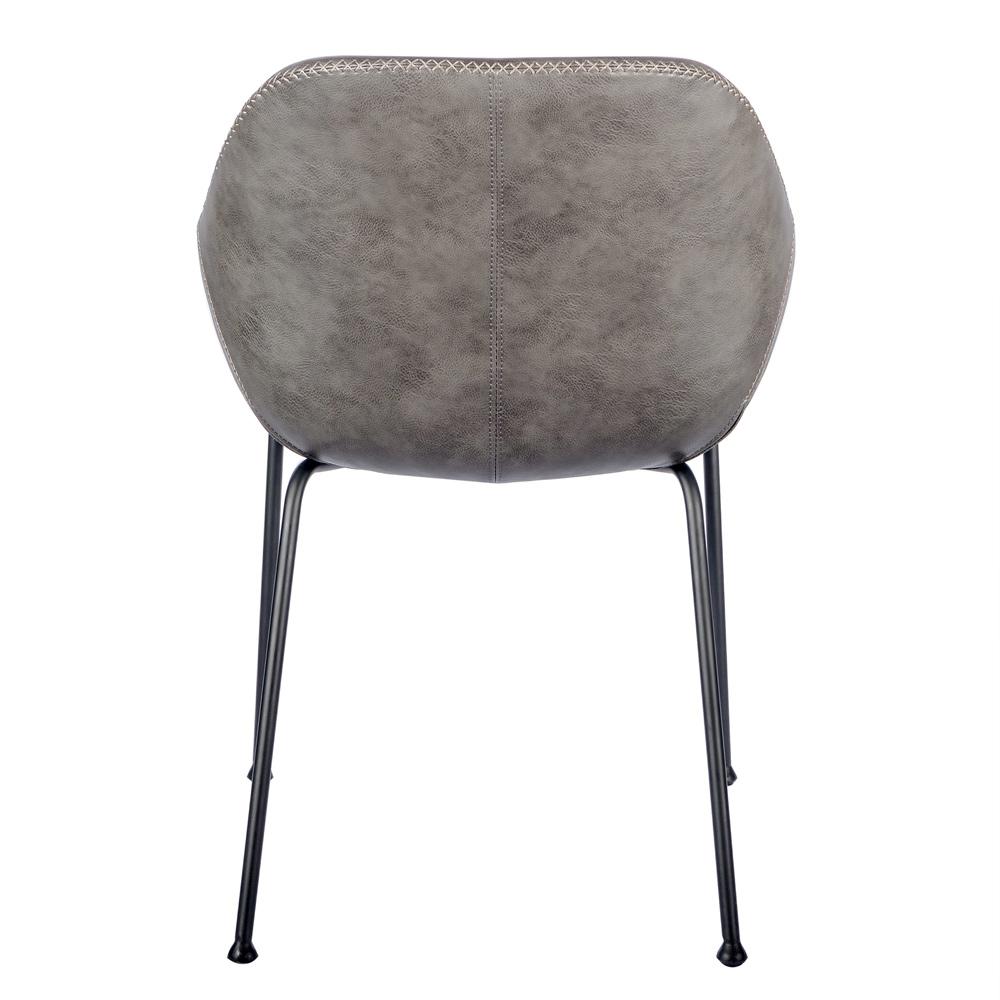 Euro Style - Corinna Distressed Leatherette Side Chairs, Charcoal Gray/Matte Black - Set of 2 - 30502DKGRY veiw 6