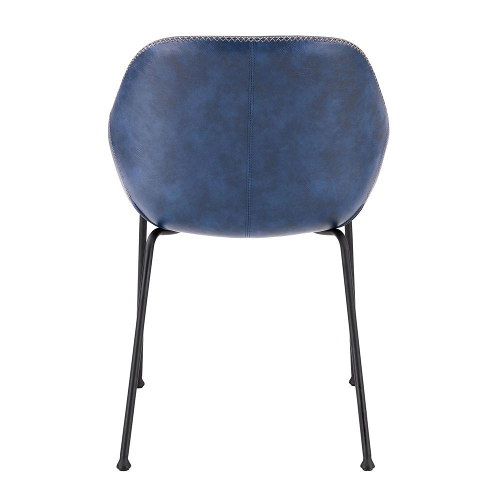 Euro Style - Corinna Distressed Leatherette Side Chairs, Dark Blue/Matte Black - Set of 2 - 30502DKBLU veiw 6
