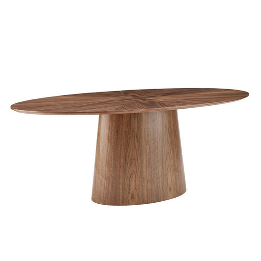 Euro Style - Deodat 79inW Oval Dining Table, American Walnut in Star Pattern - 38666WAL-KIT veiw 2
