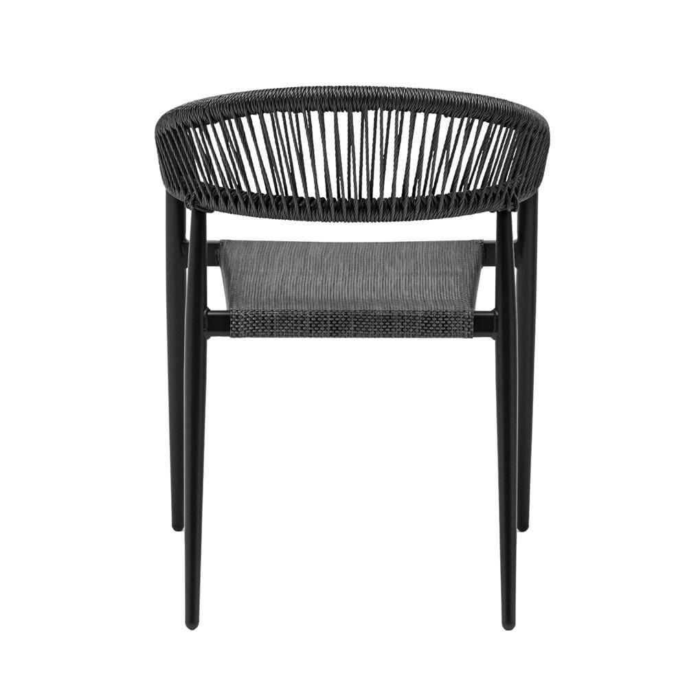 Euro Style - Iselin Mesh and Rope Stackable Outdoor Armchairs, Black - Set of 2 - 90614-BLK veiw 6