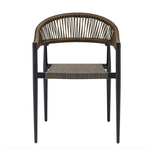 Euro Style - Iselin Mesh and Rope Stackable Outdoor Armchairs, Brown Bronze/Black - Set of 2 - 90614-BRN veiw 2