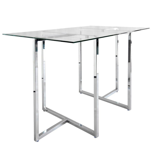 Euro Style - Legend 66inW Rectangular Dining Table, Glass/Chrome - 73666CHRM-KIT veiw 2
