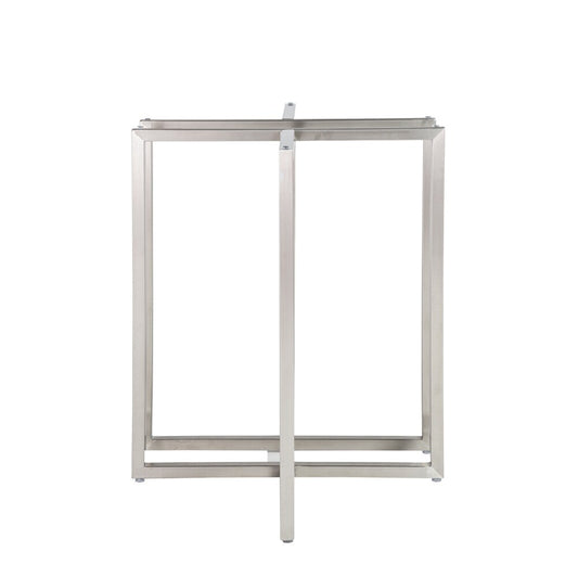 Euro Style - Legend 42inW Round Dining Table, Glass/Brushed Stainless Steel - 81142SS-KIT veiw 2