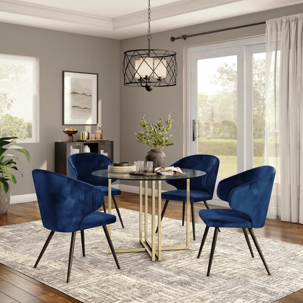 Euro Style - Legend 42inW Round Dining Table, Glass/Matte Brushed Gold - 81142MBG-KIT veiw 6