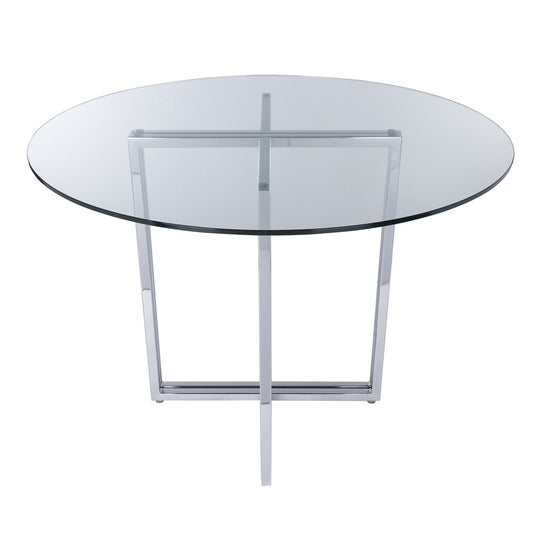 Euro Style - Legend 42inW Round Dining Table, Glass/Chrome - 81142CHRM-KIT veiw 2