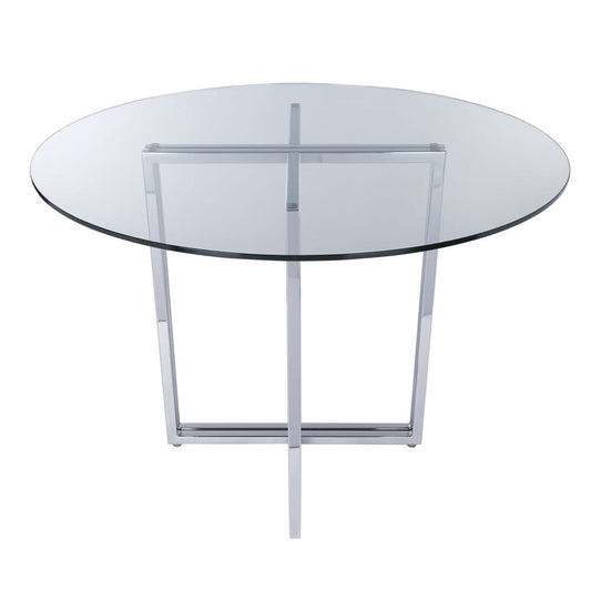 Euro Style - Legend 42inW Round Dining Table, Glass/Chrome - 81142CHRM-KIT veiw 2