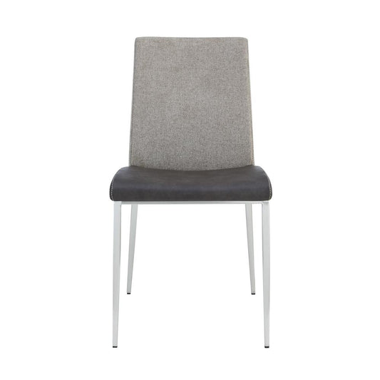 Euro Style - Rasmus Leatherette and Fabric Side Chairs, Charcoal Gray/Light Brown/Brushed Stainless Steel - Set of 2 - 30556DKGRY veiw 2
