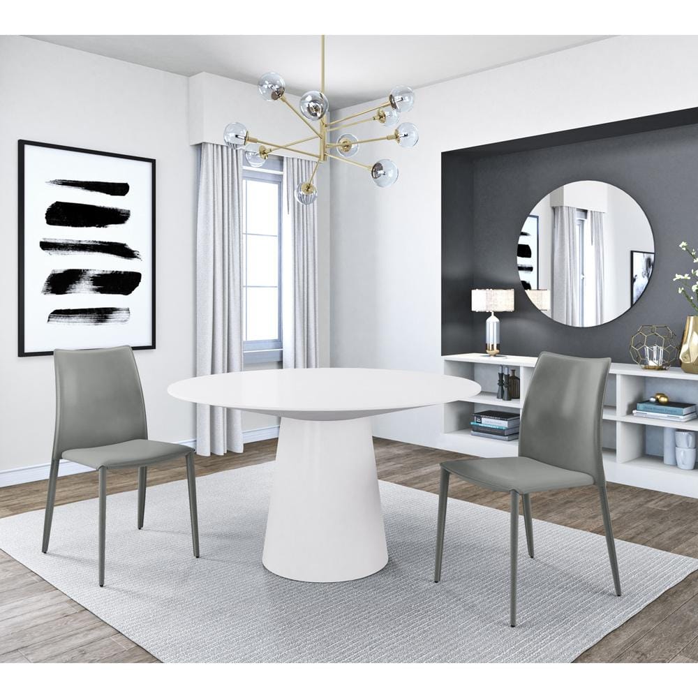 Euro Style - Wesley 53inW Round Dining Table, Matte White - 38656WHT-KIT veiw 3