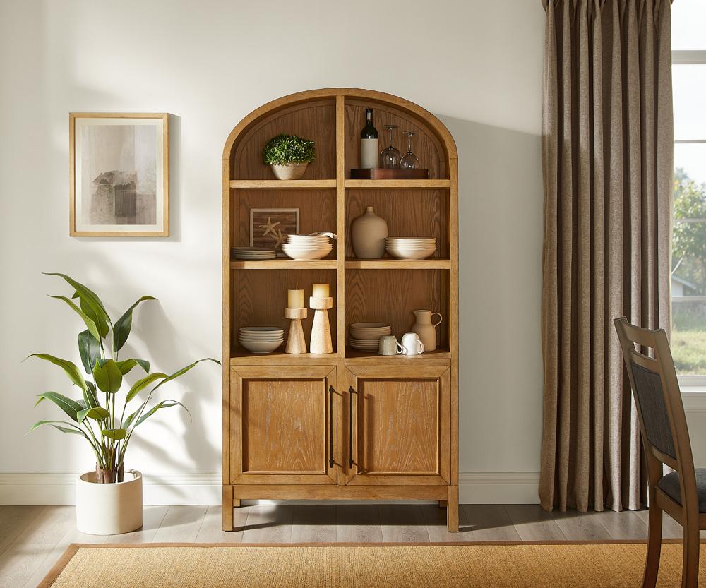 Martin Furniture - Olivia - Modern Wood Arched Display Cabinet/Bookcase, Office Shelving, Storage Cabinet, Fully Assembled, Brown veiw 12