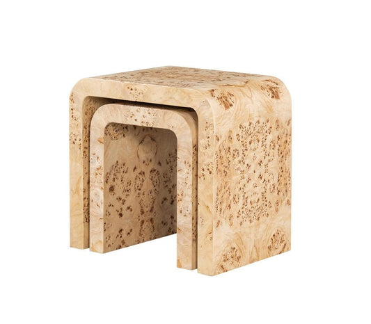 Alder & Tweed - Brea Solid Wood with Poplar Veneer Toasted Burl Wood Finish Set of 2 Nesting Tables - AT9282-TSB veiw 2