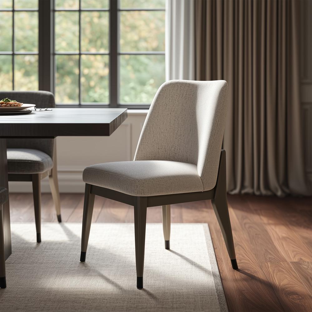 Alder & Tweed - Cole Upholstered Dining Chair Noir Midnight Performance Fabric Dusted Stone Wood Finish - (Set of 2) - AT915-NRM/DDS veiw 4