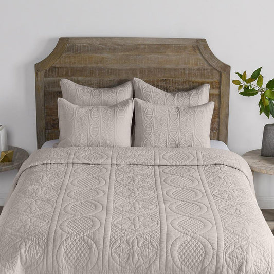 Villa by Classic Home - Anessa Linen Blend King Quilt - Beige - V240000 veiw 2