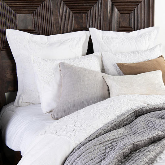 Villa by Classic Home - Reagan Cotton Hand Design Euro Sham - White - V211002 veiw 2