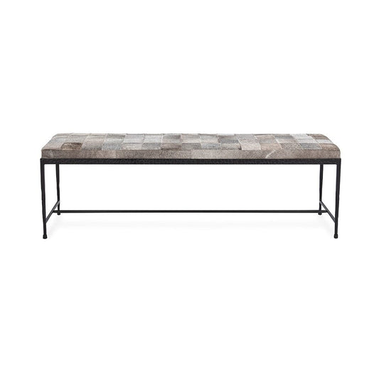 Classic Home - Achen Hair on Hide Bench - Gray - 53002072 veiw 2