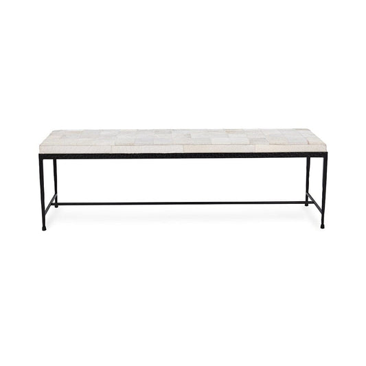 Classic Home - Achen Hair on Hide Bench - Ivory - 53002071 veiw 2