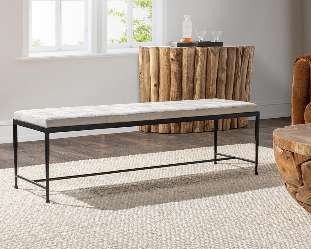 Classic Home - Achen Hair on Hide Bench - Ivory - 53002071 veiw 10