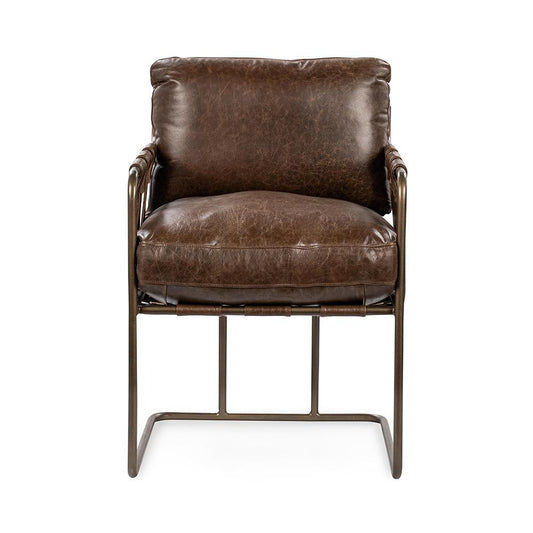 Classic Home - Strapling Leather Dining Chair - Cocoa Brown - 53002063 veiw 2