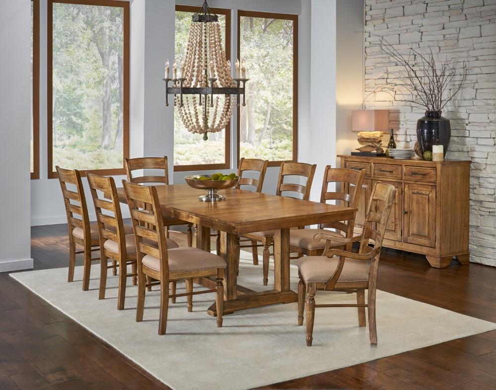 A-America - Bennett 72in - 92in Trestle Table - (1) 20in Self-Storing Leaf - BENSQ6300 veiw 2