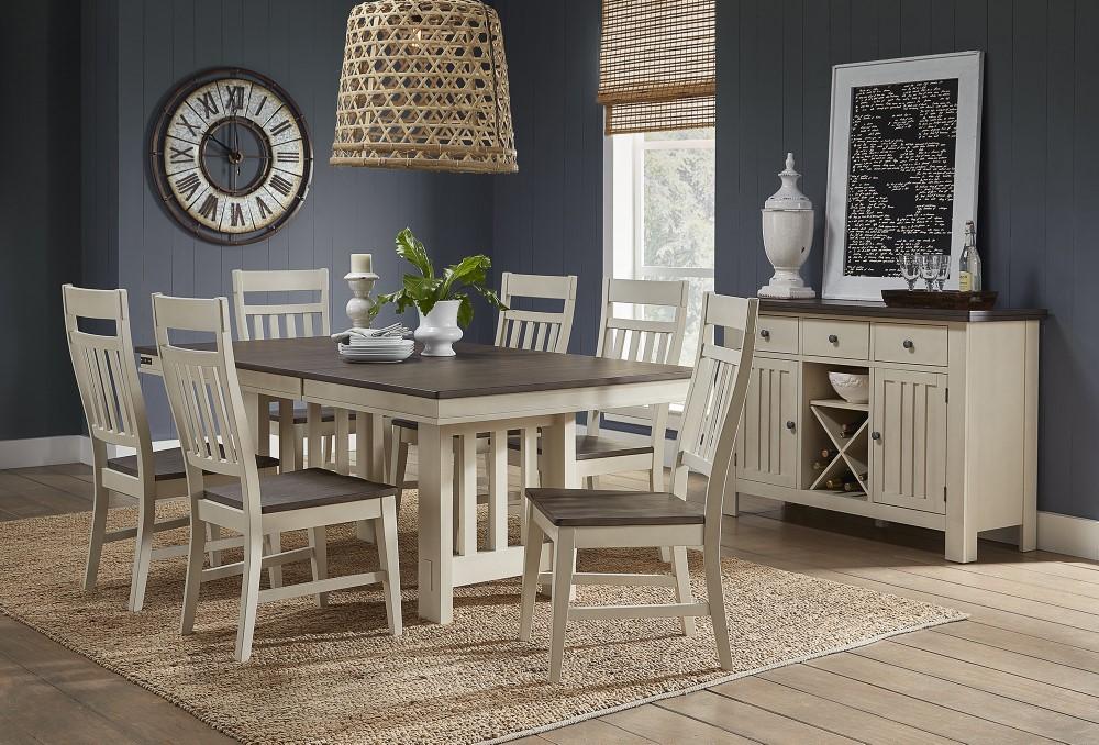 A-America - Bremerton 60in - 78in Trestle Table with Slat Base, Saddledust-Oyster Finish - BRMSO6330 veiw 4
