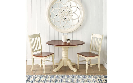 A-America - British Isles 26in - 42in Round Double Drop-Leaf Dining Table in Merlot-Buttermilk Finish - BRIMB6100 view 2