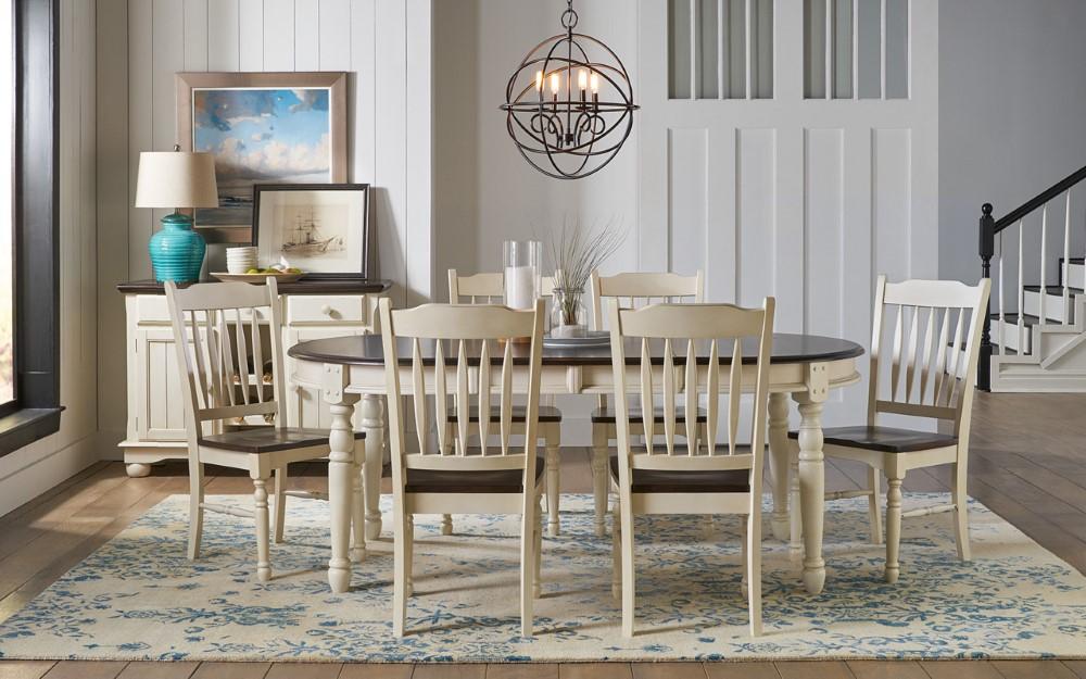 A-America - British Isles 52in - 76in Oval Leaf Table in Chalk Finish - BRICO6310 view 5