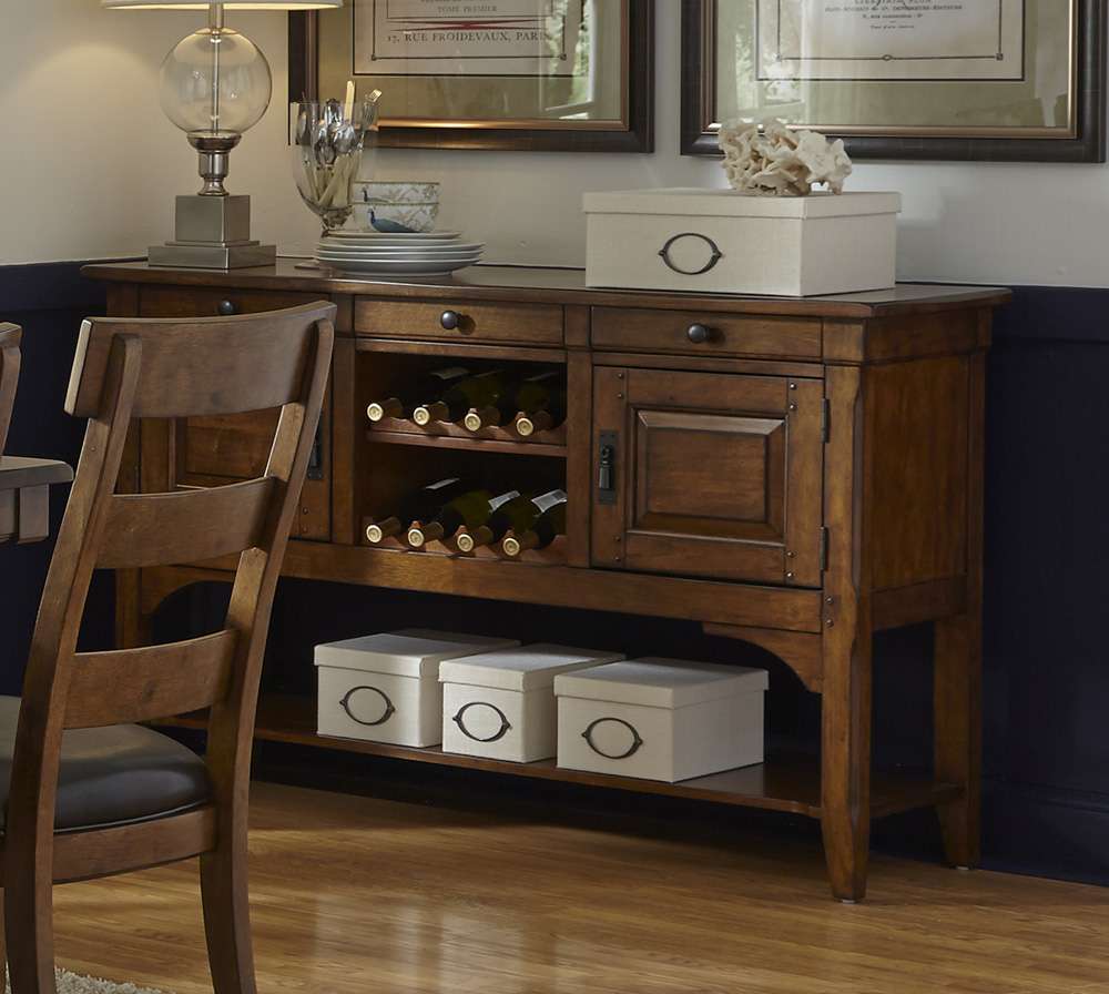 A-America - Ozark 58in Sideboard with Wine Storage - Warm Pecan - OZAMA9020 view 3